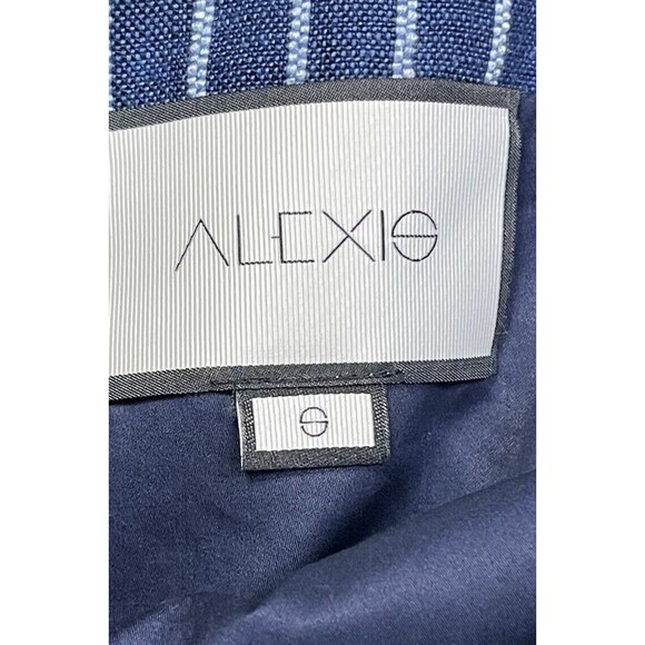 Alexis Blue Striped Konner Dress. Size: 6 Linen Blend - Picture 8 of 9